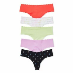 Victoria’s Secret Victoria's Secret 5 Pack No-Show Thong Panties In Rainbow Multi