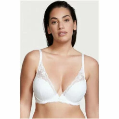 Victoria’s Secret Victoria's Secret White Lace Plunge Lightly Lined Half Pad Bra