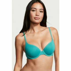 Victoria’s Secret Victoria's Secret Water Park Blue Smooth Logo Strap Full Cup Push Up T-Shirt Bra