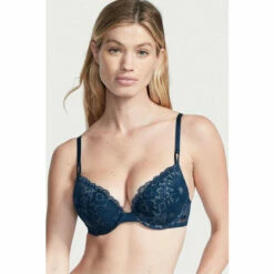 Victoria’s Secret Victoria's Secret Academy Blue Lace Push Up T-Shirt Bra