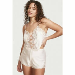 Victoria’s Secret Victoria's Secret Button Front Satin Lace Cami Set