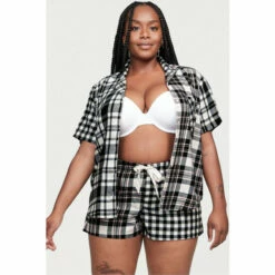 Victoria’s Secret Victoria's Secret Black & White Multi Flannel Flannel Short Pajama Set